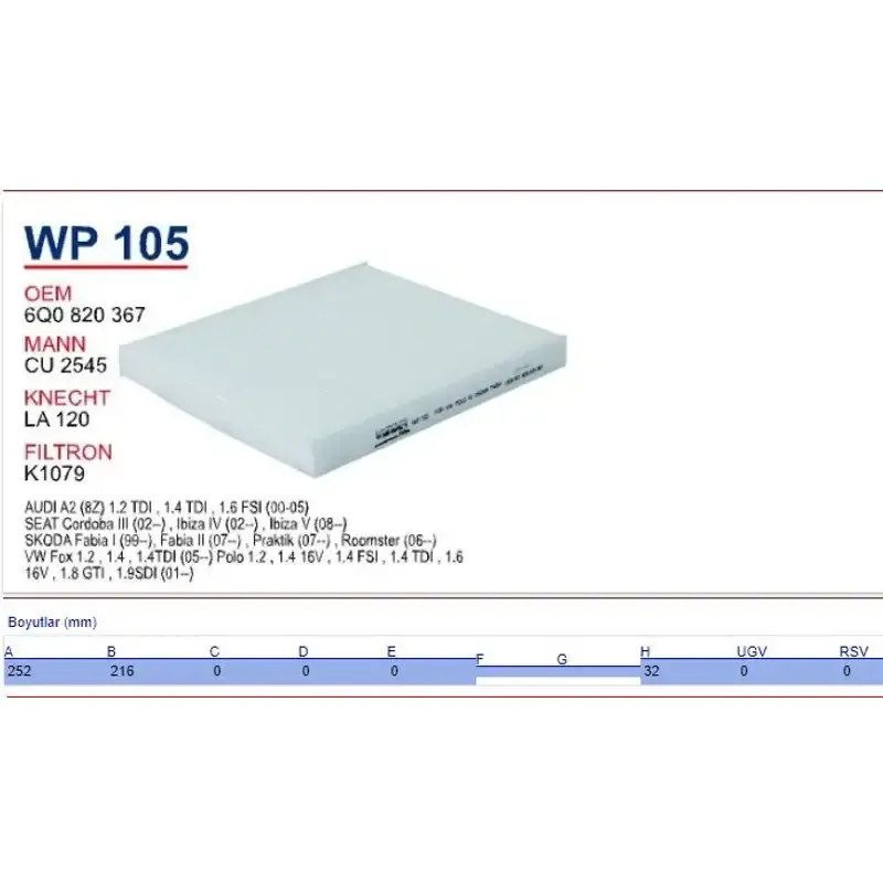WUND-WP 105 Filtru, aer habitaclu - Lansare recentă