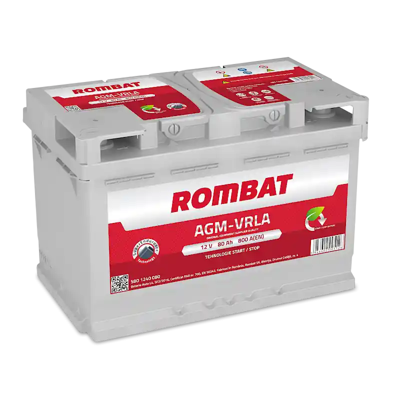 Acumulator Rombat AGM-VRLA 80 Ah Start-Stop - Economisește