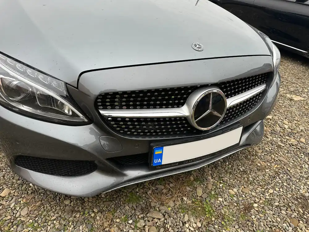 Calitate premium - Mercedes C-class W205 2014-2021 Grila Fata Diamond Silver (pentru Avantgarde/AMG-Line/C43 AMG) 2018+, fara camera
