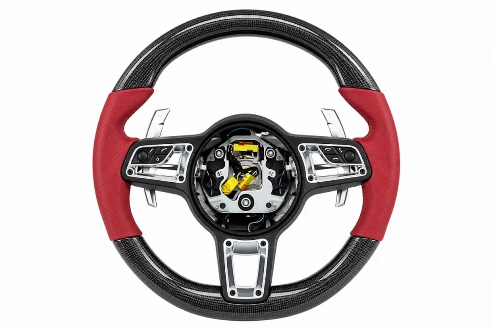 Lansare recentă - Porsche Cayenne 2003–2010 Volan (2006-2010, Carbon + Rosu)